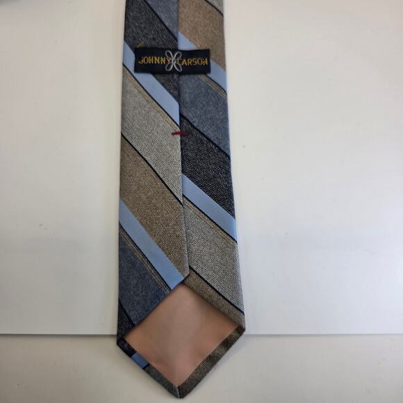 Vintage 1970s Johnny Carson Striped Polyester Tie 3” Wide Made USA - Picture 4 of 8